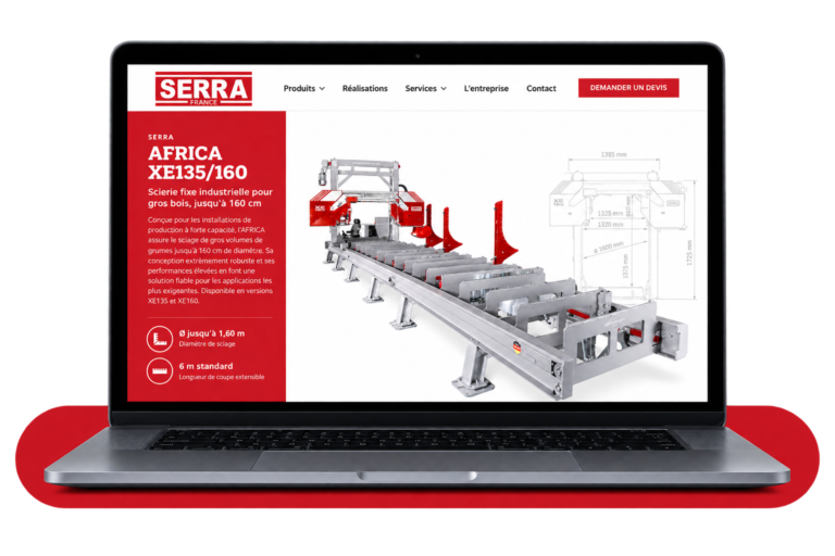 Fiche produit scierie du site Serra France refonte